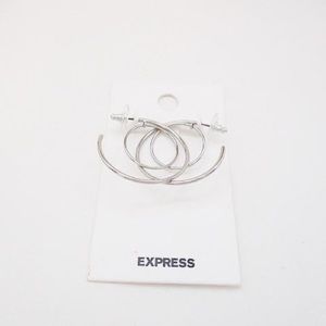 NWT Express Silver Tone Double Hoop Earrings